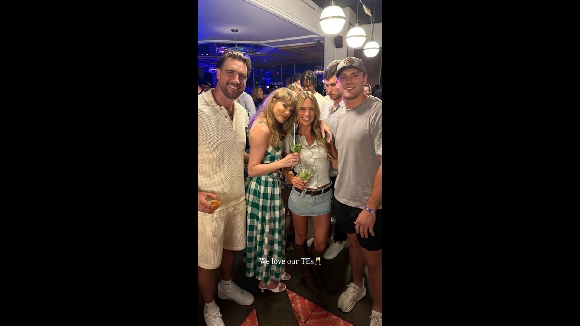 Cameron Newell shared a group photo alongside Travis Kelce and Taylor Swift. (Photo via Cameron Newell's Instagram Story)